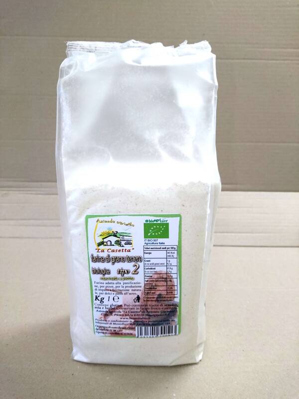 Farina di grano tenero bio macinata a pietra di tipo 2, kg1